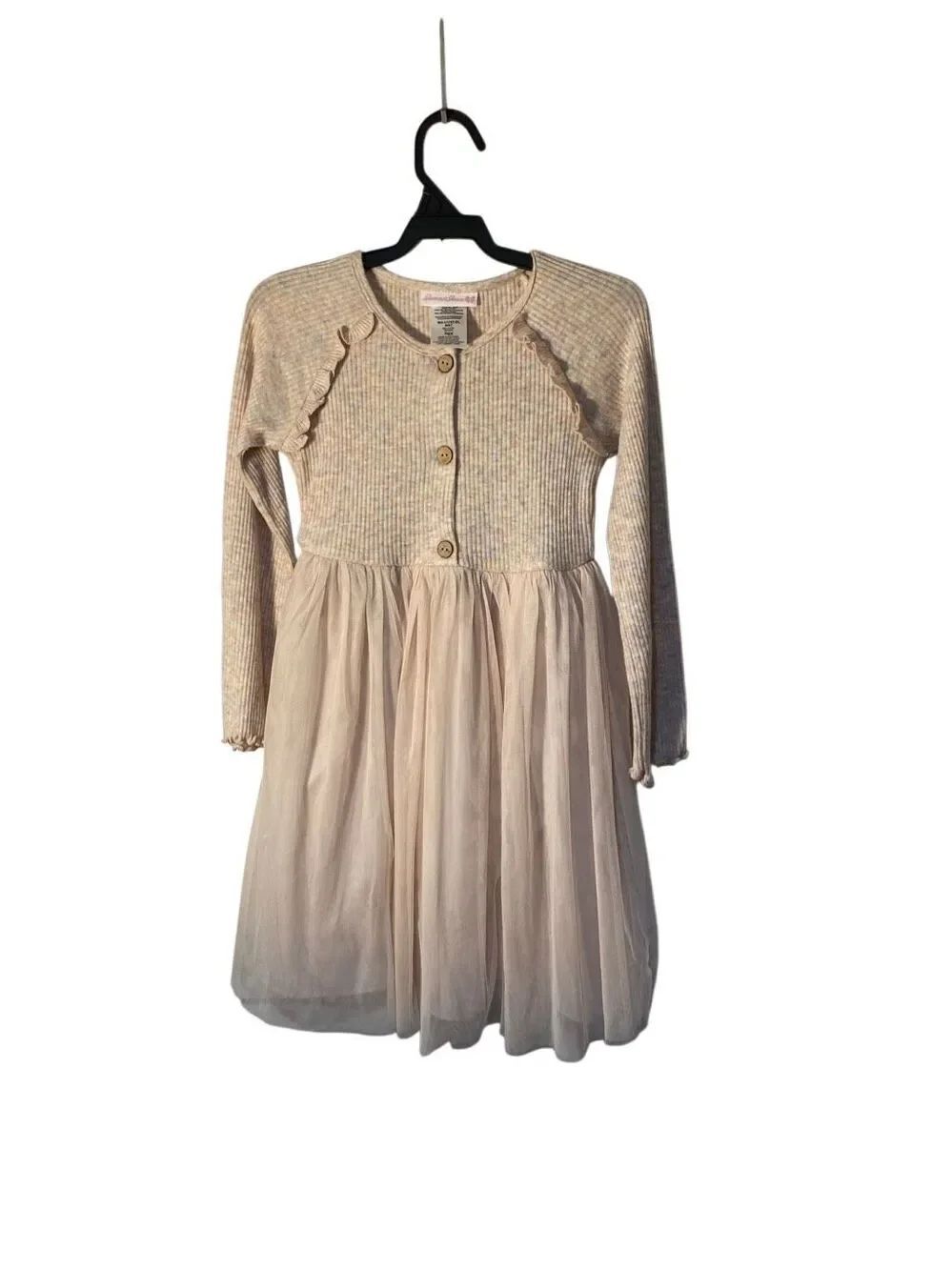 Bonnie Jean girls mixed media ribbed tulle skirt dress 6X